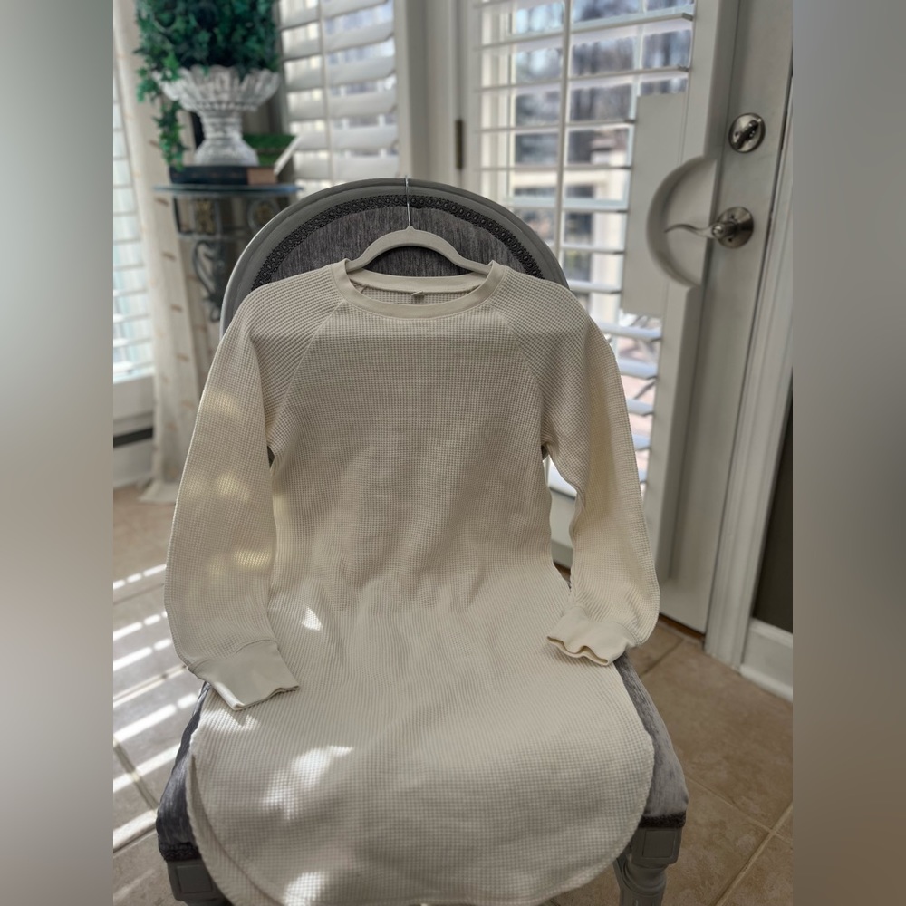 Uniqlo cream waffle dress size small